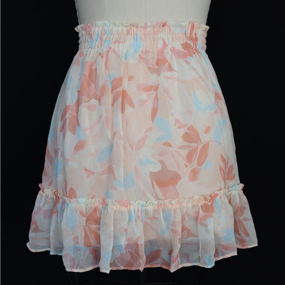 Floral Peach and Blue Women's Skirt